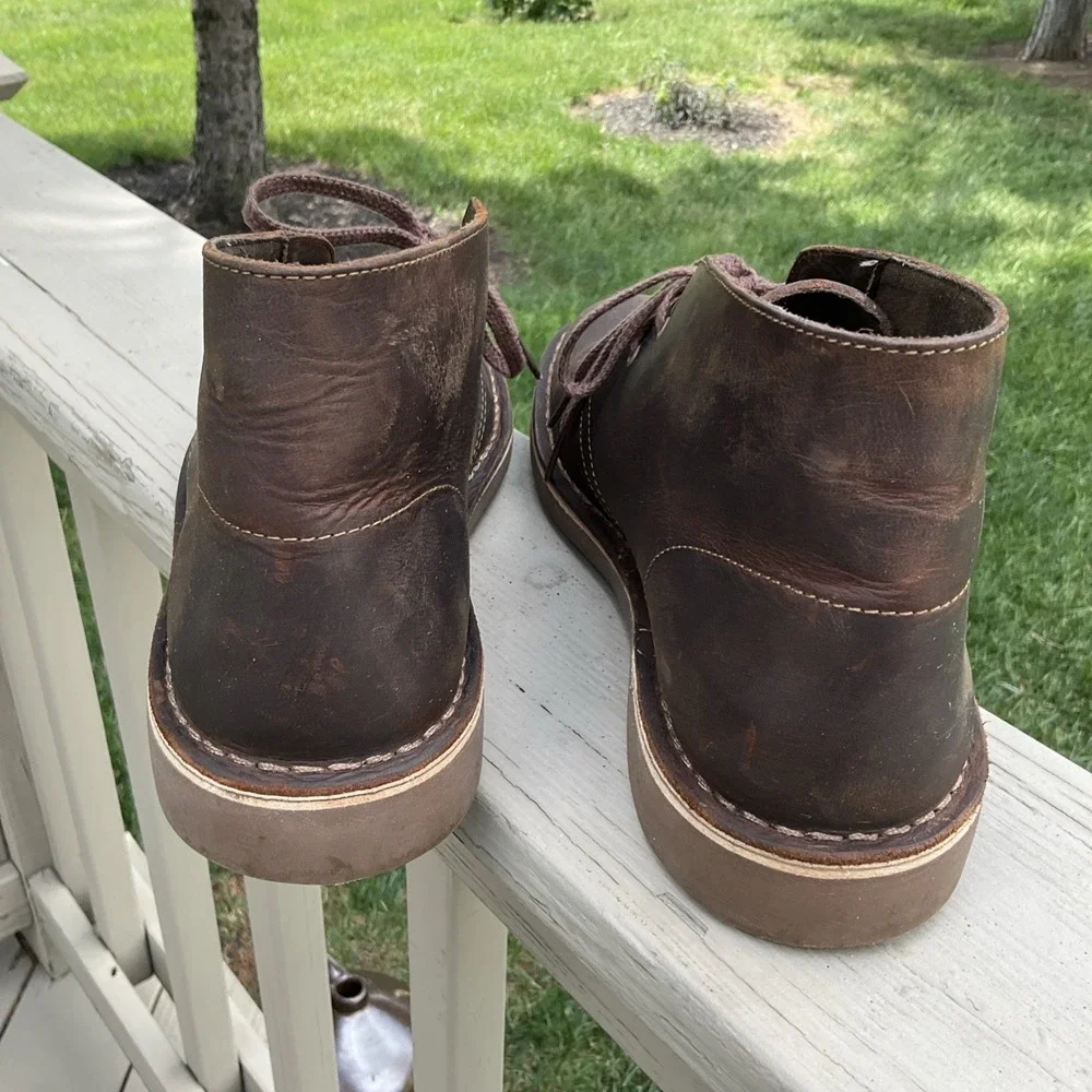 Clarks Chukka Bushacre Desert Boots 2 Eye 15770 Brown Leather Mens size 9-1/2 M